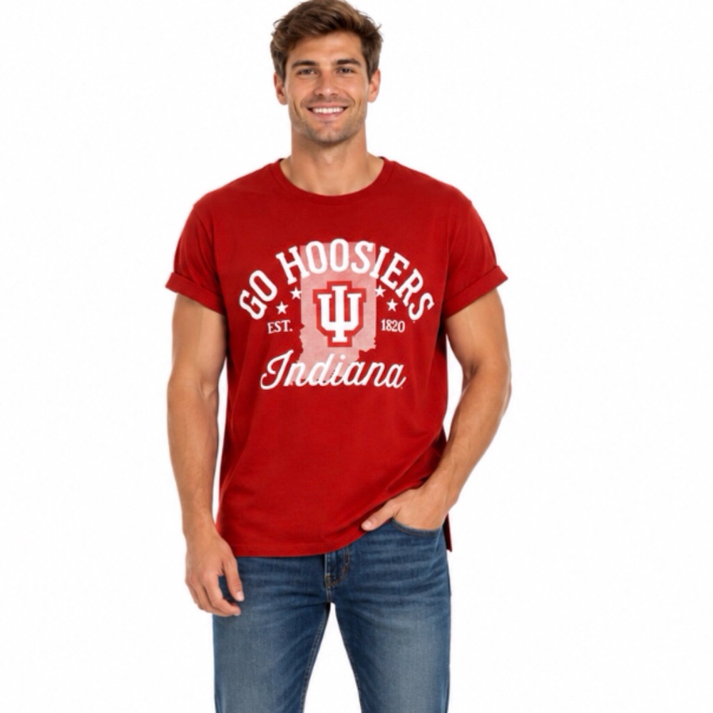 Indiana Hooisers T Shirt Size Small Red Cuffed Sleeve Comfort Fit New